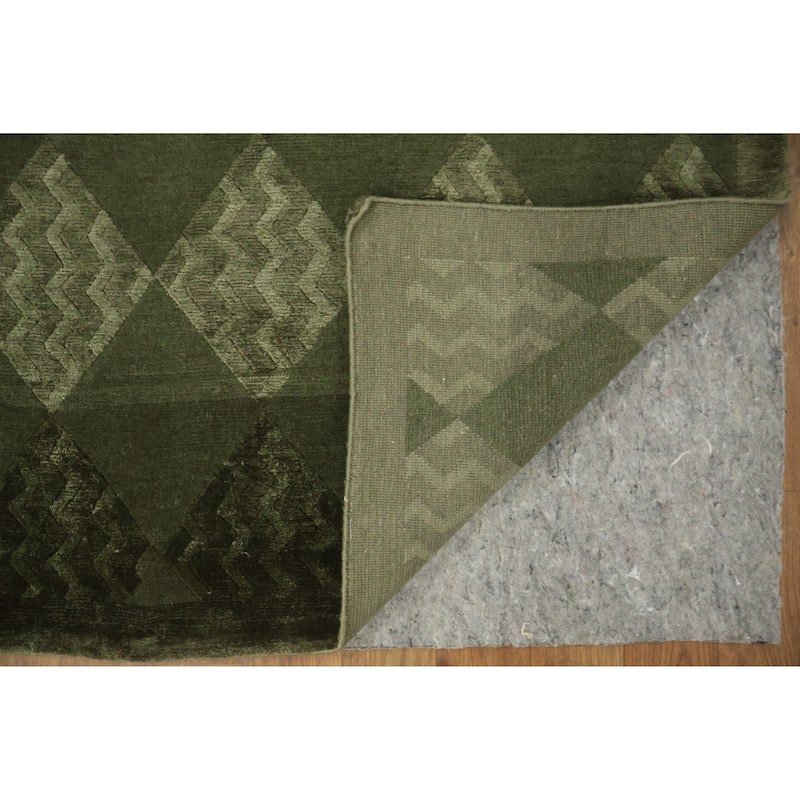 Hand Knotted Oriental 100% Wool Carpet Modern Contemporary Green Nepalese Area Rug - 10' 3'' X 8' 2''