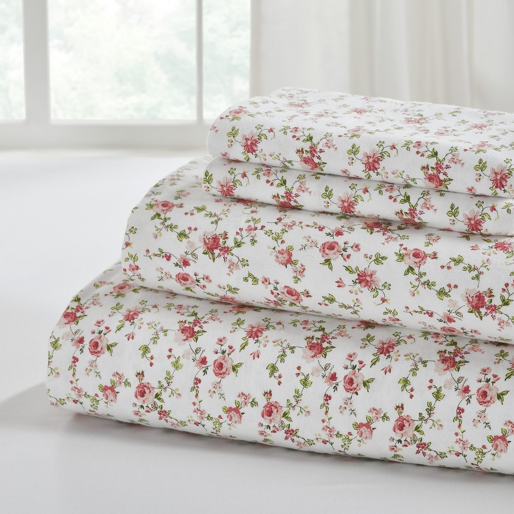 Modern Threads 4-Piece 100% Cotton Flannel Sheet Set - Soft, Durable, Perfect for All Seasons
