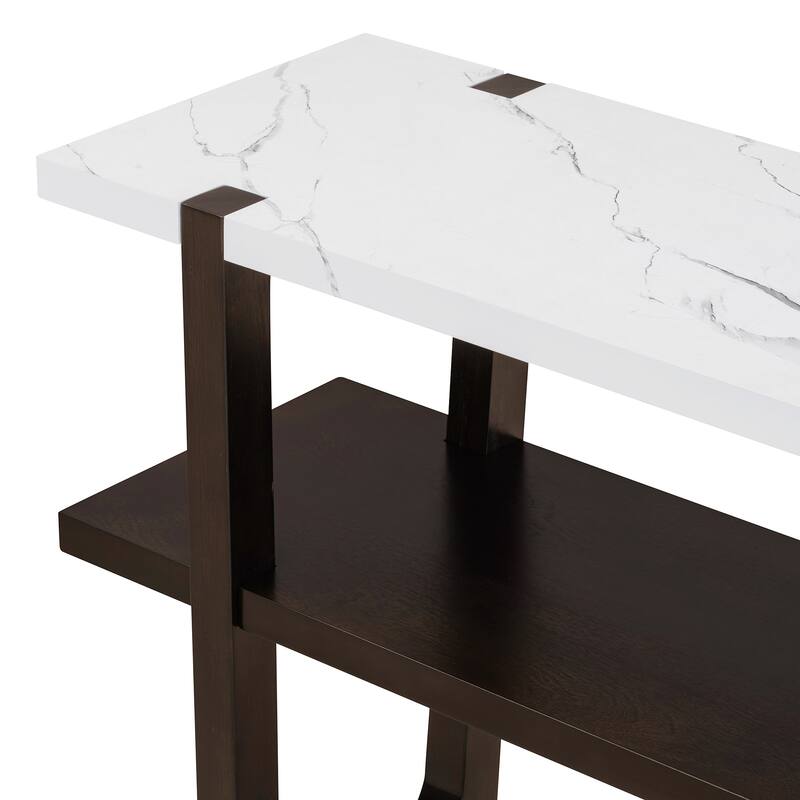 Elegant Console Table with Marble-Effect Top and Versatile Storage Solutions for Entryway and Living Room