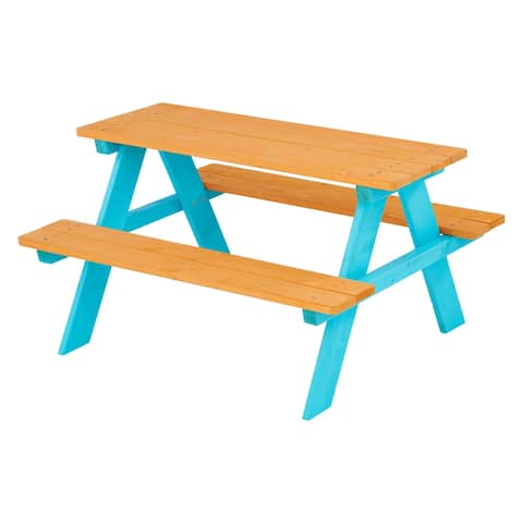 Teamson Kids - Outdoor Picnic Table & Chair Set - Wood / Petrol