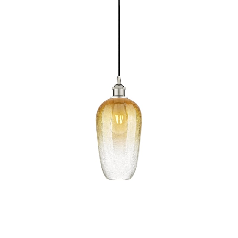 Innovations Lighting 616-1P-15-7 Brookhaven Flute Pendant Brookhaven - Polished Nickel / Amber