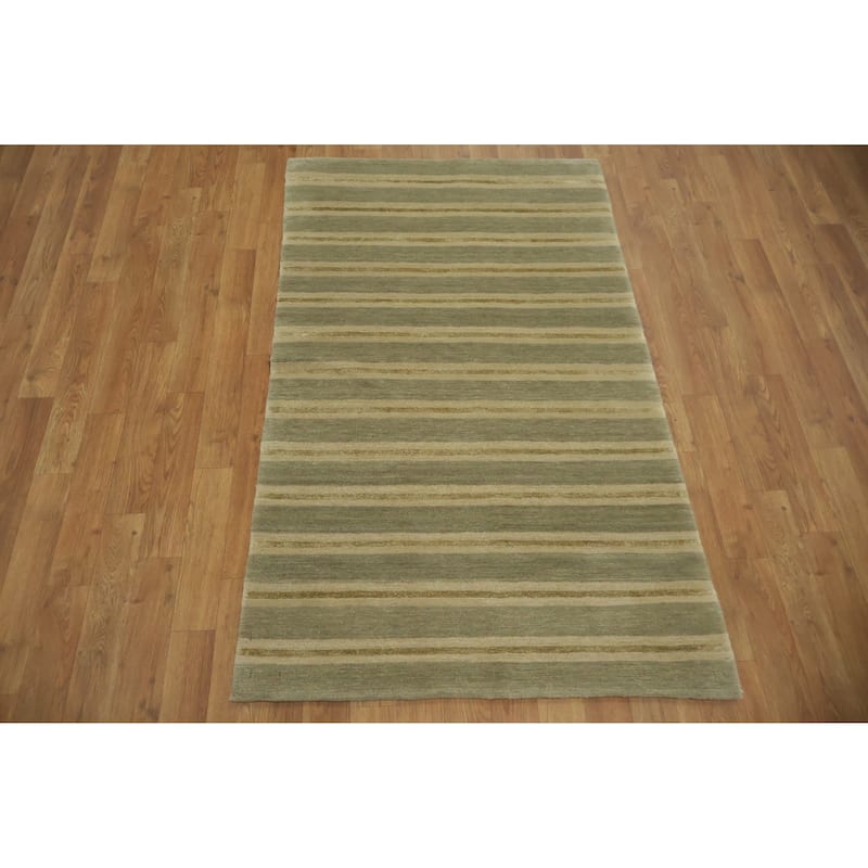 Hand Knotted Oriental 100% Wool Carpet Modern Abstract Multi-Colored Nepalese Area Rug - 5' 0'' X 3' 0''