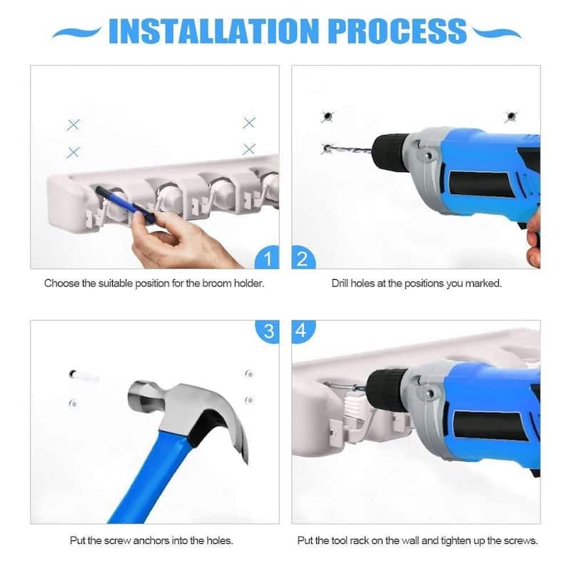 Costway Mop Holder Hanger 5 Position Home Kitchen Storage Broom - See details