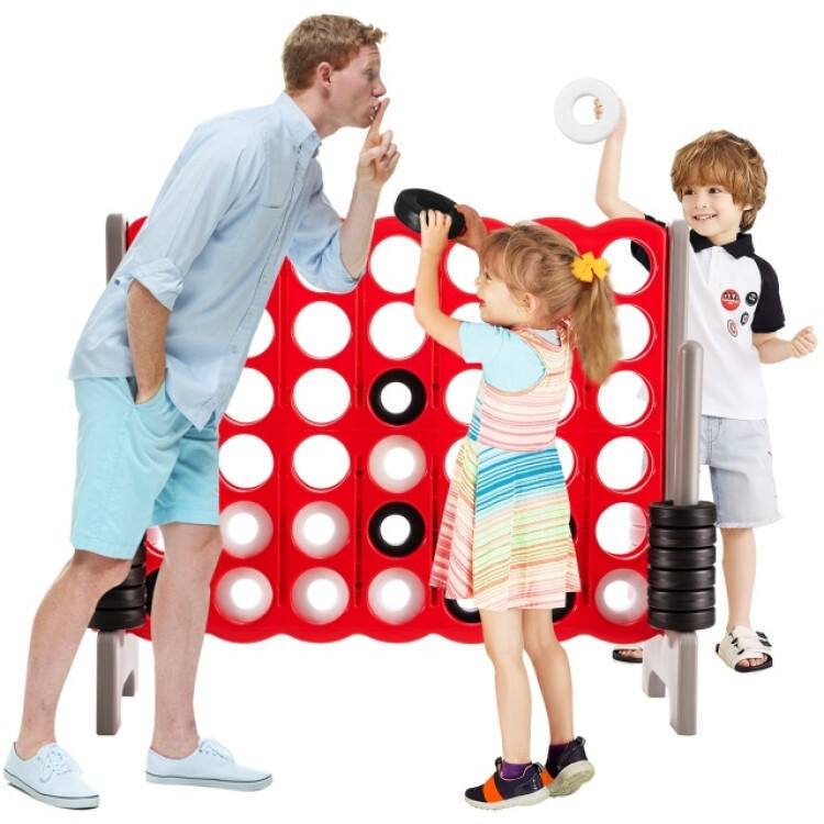 Red PE PP Jumbo 4-to-Score Giant Game Set Lightweight and Portable for Kids - 47.5” x 17” x 41” (L x W x H)