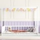 preview thumbnail 2 of 9, White Full Size Pine Wood Canopy Frame Floor Bed with Fence and Guardrails for Bedroom