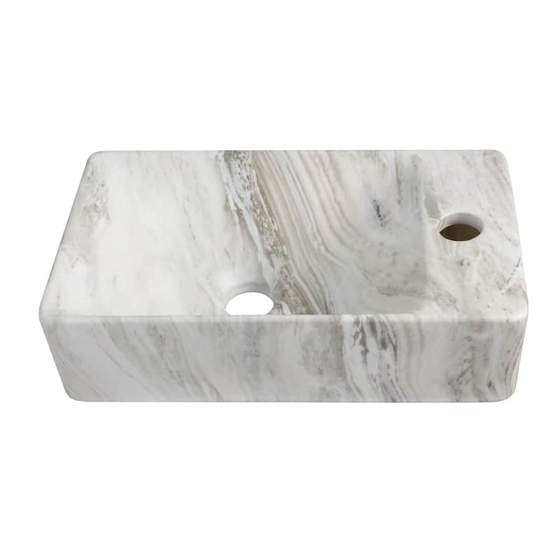 Felix Modern Wall Mounted Rectangular Ceramic Mini Sink, By JONATHAN Y - White Marble