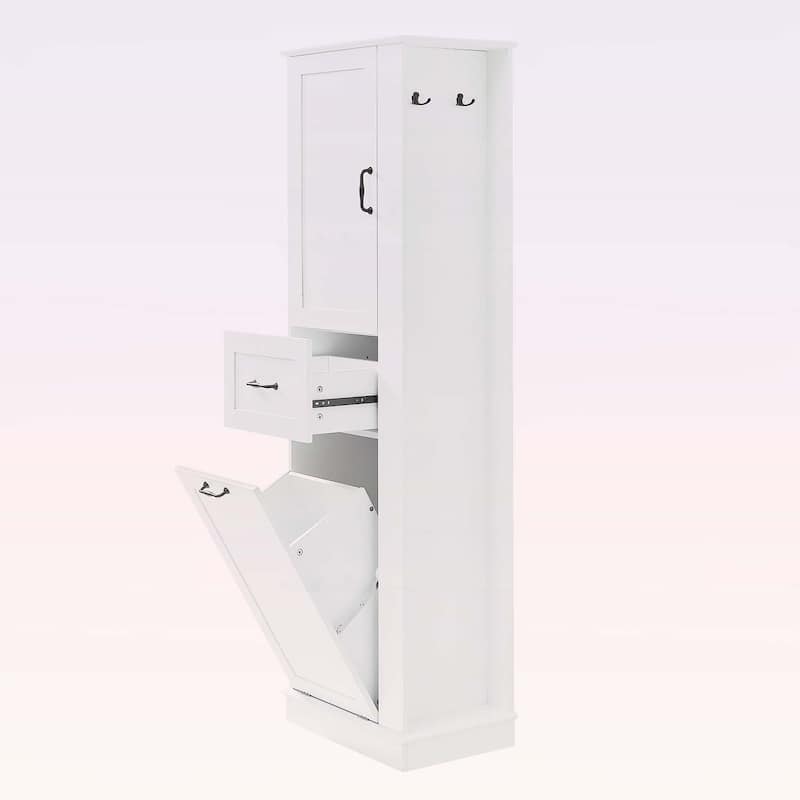 Modern Tall Storage Cabinet - Tilt-Out Compartment,Adjustable Shelves,for Bathroom