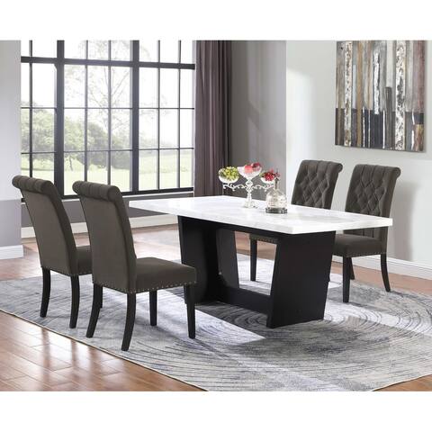 Coaster Furniture Osborne Rectangular Marble Top Dining Set