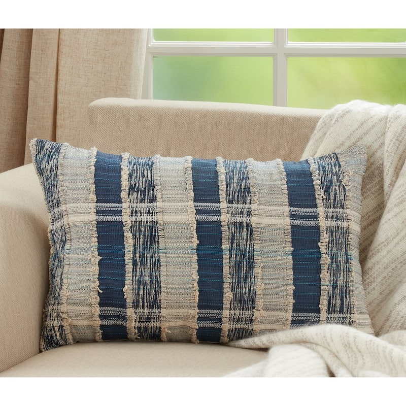Cotton Pillow With Striped Woven Design
