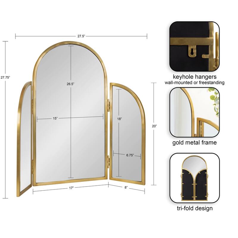 Kate and Laurel Amoli Tri-Fold Arch Mirror - 28x28