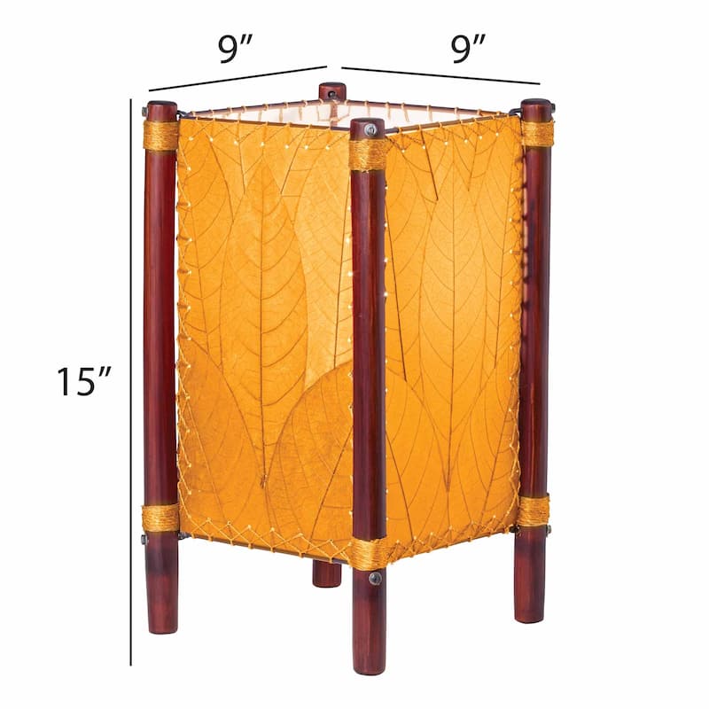Eangee Handmade Fortune Table Lamp, Cocoa Leaves Shade, 9 x 9 x 15 in.