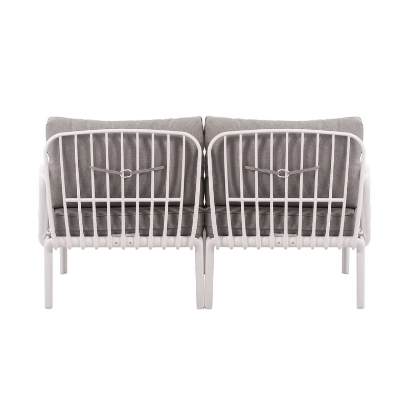 Roomfitters 3-Piece Outdoor Sectional Patio Conversation Set with Coffee Table and Cushions for Porch