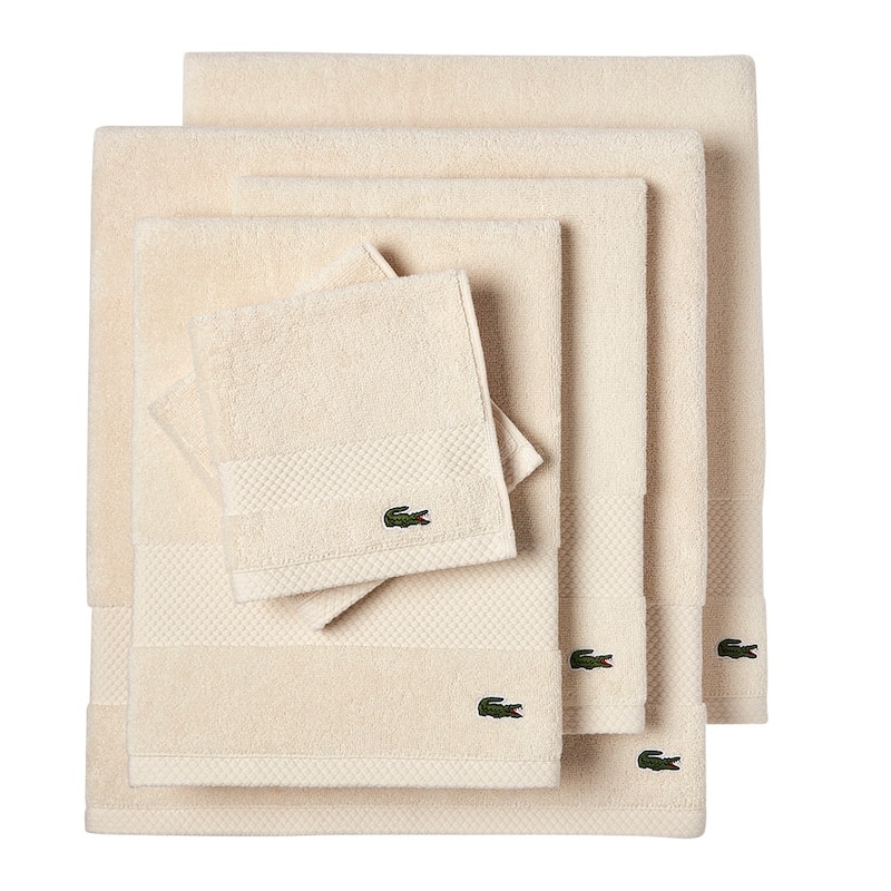 Lacoste Heritage Supima 100% Cotton 6 Piece Towel Set - Chalk