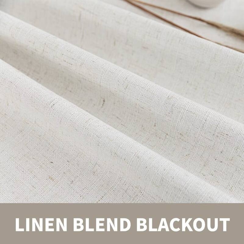 100% Blackout Linen Blend Texture Grommet Window Curtain Pair(2 panels)