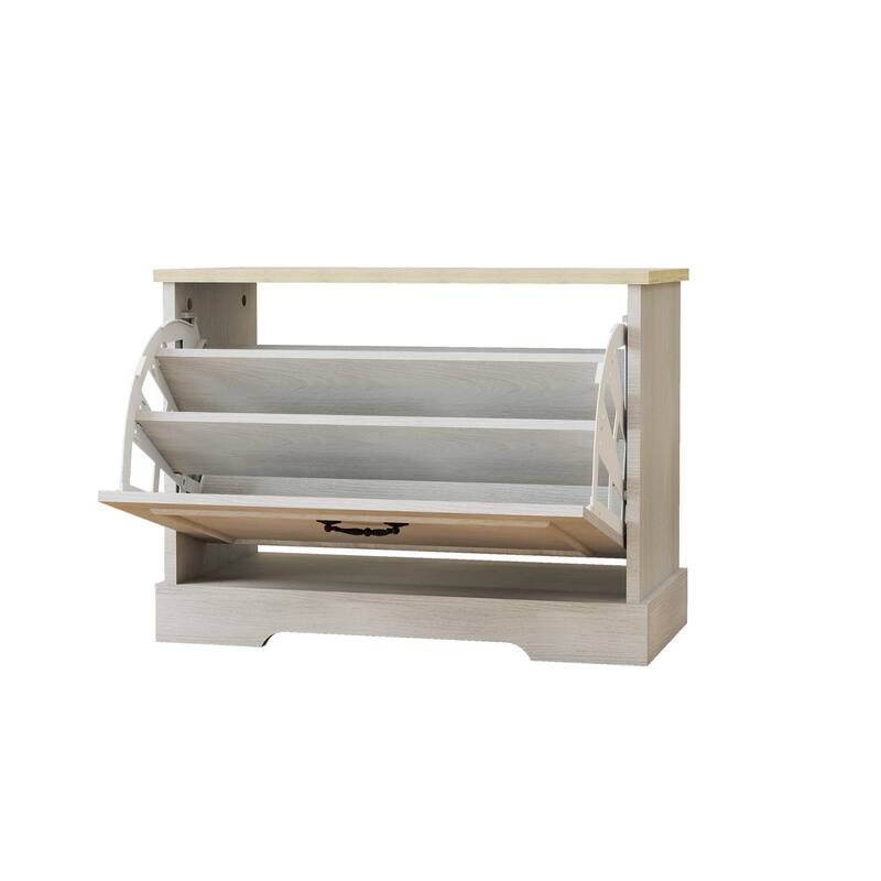 Shoe Storage Bench with 1 Flip Drawer and Adjustable Shelf