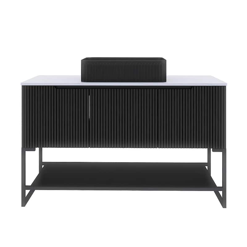 48" Freestanding Bathroom Vanity with Black Rectangular Ceramic Vessel Sink - 47.64'' x 19.69'' x 34.25''