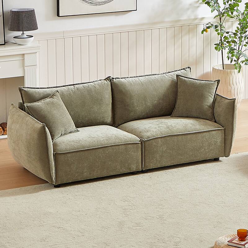 Convertible Chenille Sleeper Sofa Couch with Pillows, Modern Design for Living Rooms