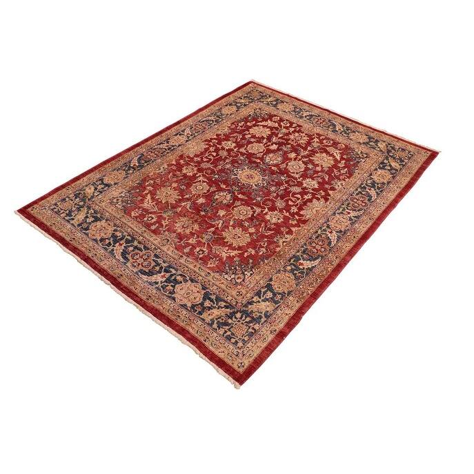 Classic Ziegler Mayra Red Blue Handknotted Wool Rug 8'4" x 9'11