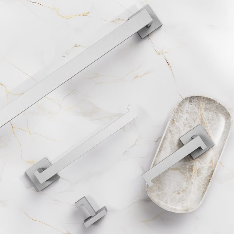 GRANDJOY 4 Piece Bathroom Towel Bar Wall Mounted Towel Rack Paper Towel Holder