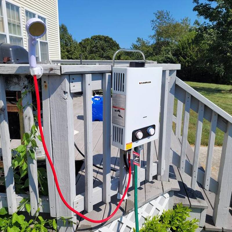 CAMPLUX 2.64 GPM 68,000 BTU Outdoor Portable Propane Tankless Water Heater, White