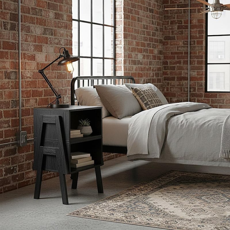 Lido Stackable Space-Saving End Tables (Set 2) in Black Pine