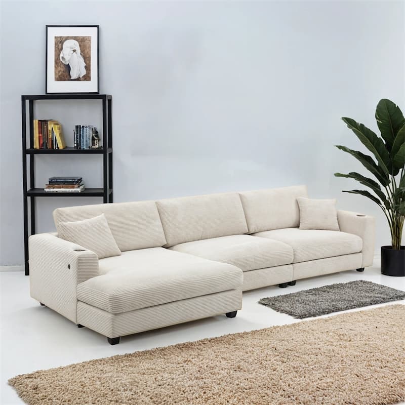 134"*54"Oversized Corduroy Sectional Sofa,L Shaped Cloud Couch
