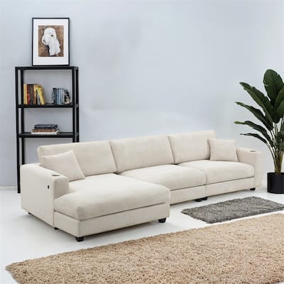 134"*54"Oversized Corduroy Sectional Sofa,L Shaped Cloud Couch
