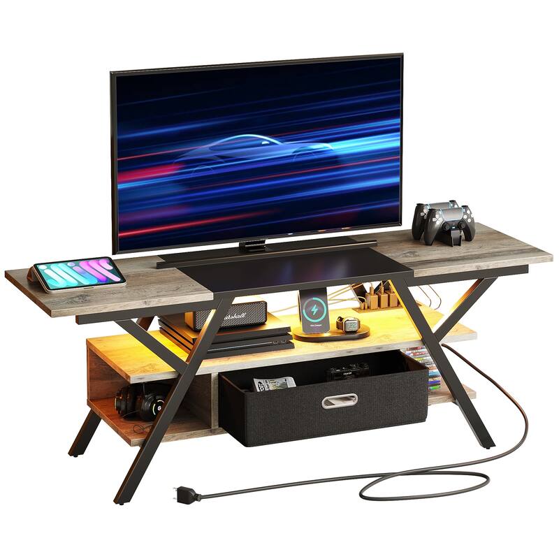 55 inch LED TV Stand for TVs up to 65 inch Media Console Entertainment Center with Drawer