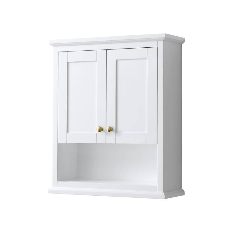 Wyndham Collection Avery 30" Wood Wall Mounted Bathroom Cabinet - White / Brushed Gold Hardware
