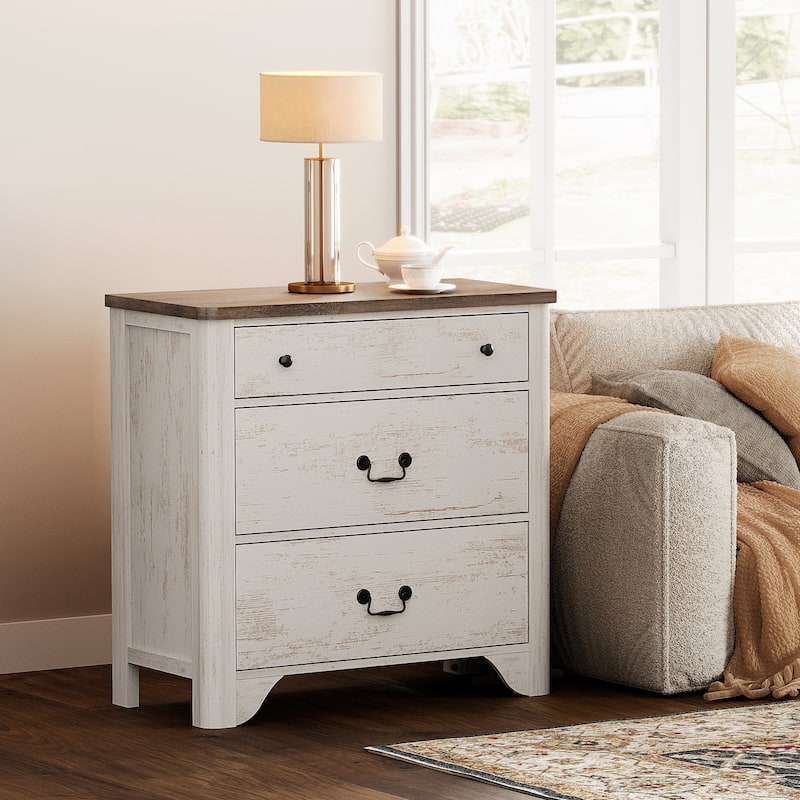 WAMPAT 3 Drawer Dresser for Bedroom, Dresser with Wide Chest, 31.5" White