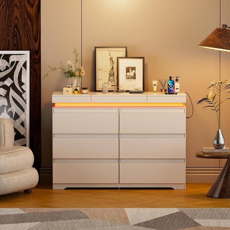 PAKASEPT 6 Drawer Dresser with Plip Top Mirror