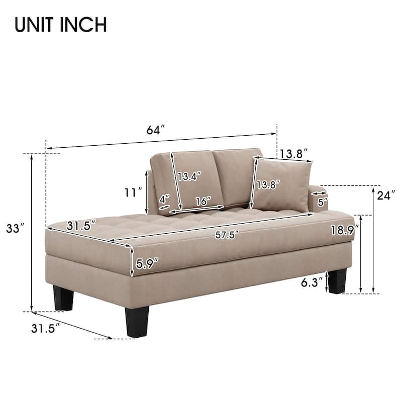 64" Fabric Chaise Lounge - 64.00" x 31.50"