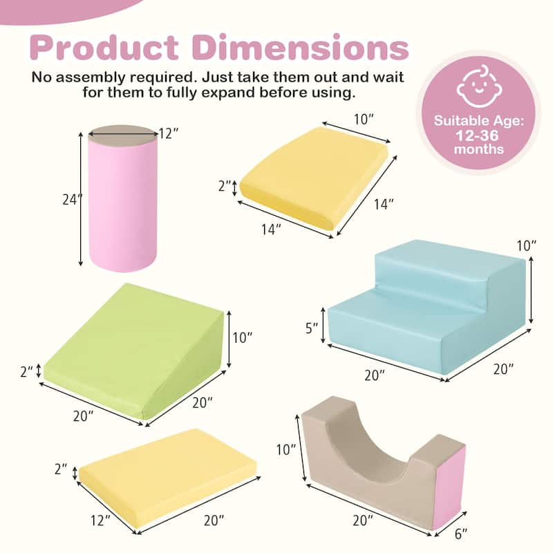 Gymax 10 Pieces Foam Climbing Blocks Set w/PU Leather Surface for - Multi