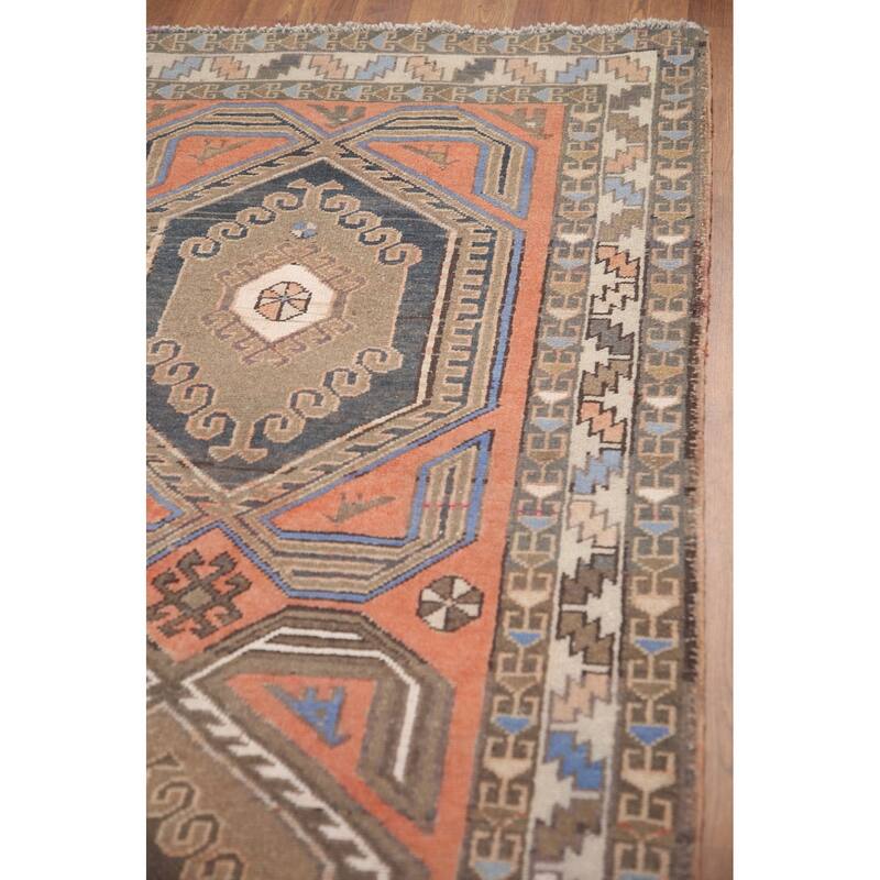 Hand Knotted Oriental 100% Wool Carpet Traditional Tribal Coral Hamedan Runner Rug - 13' 2'' X 3' 5''