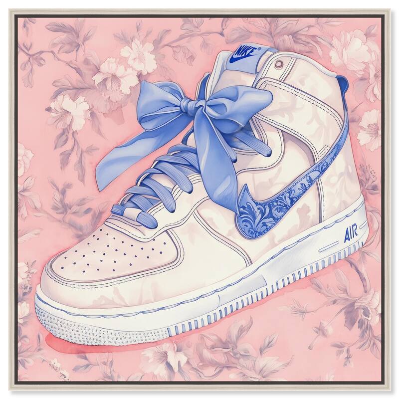 Blue Bow Sneaker Canvas by Art Remedy - Silver - 24" x 24"