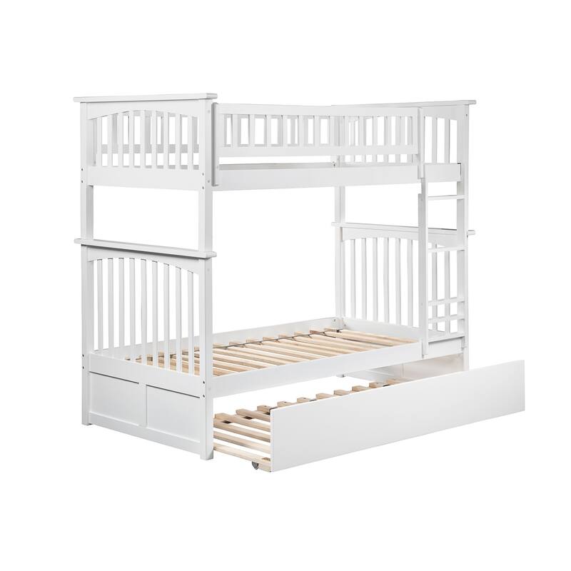 Columbia Twin over Twin Bunk Bed with Twin Trundle in White