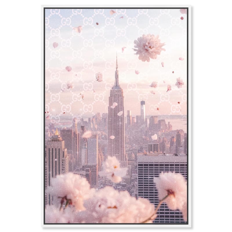 Raining Petals in NYC Canvas by Art Remedy - White - 16" x 24"
