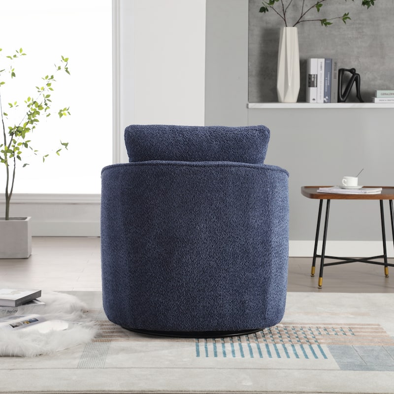 Upholstered Swivel Accent Barrel Chair and Comfy Round Accent Single Sofa Chair