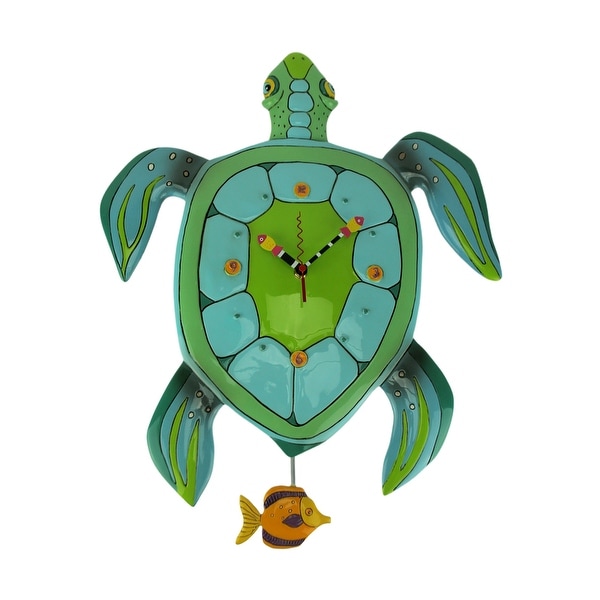 Allen Designs Sup Daddy? Sea Turtle Pendulum Wall Clock Large - 21 X 17 X 2.75 inches