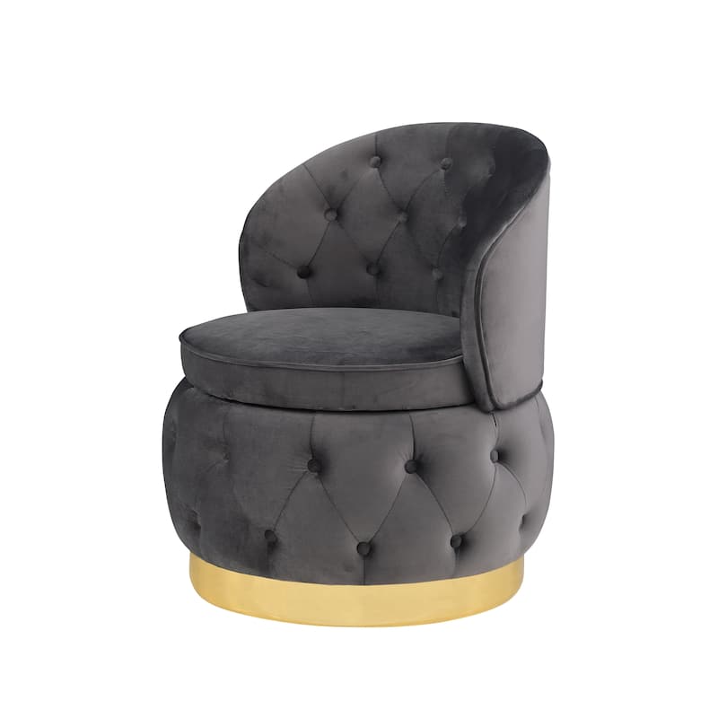 25.2" Velvet Swivel Barrel Chair with Storage