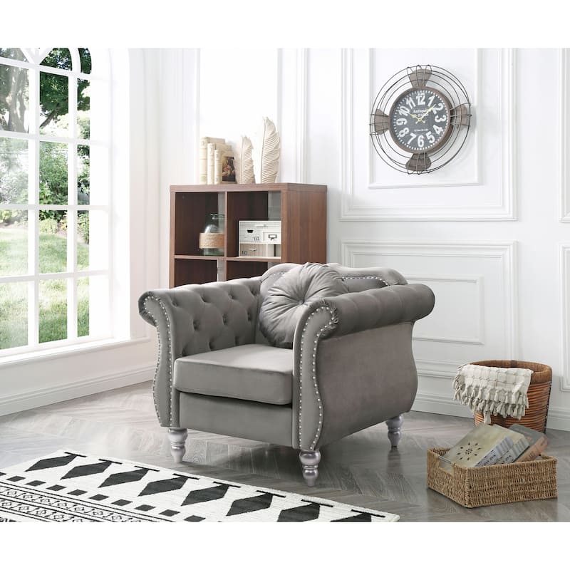 Hollywood Velvet Chair - Dark Gray
