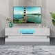 19.7 Inches TV Stand Modern with LED Lights High Glossy Cabinet White ...