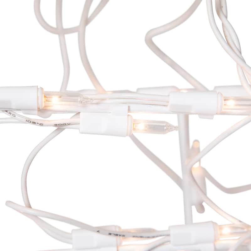 Lighted Feeding Reindeer Outdoor Christmas Decoration - 25" - Clear Lights - White