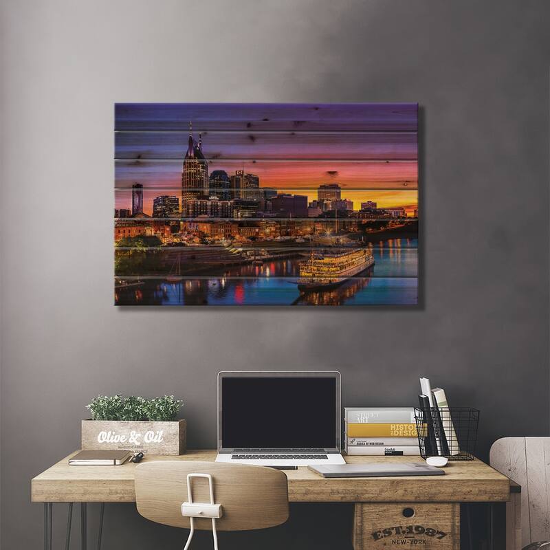 Cruising Nashville Print On Wood by Jonathan Ross Photography - Multi-Color