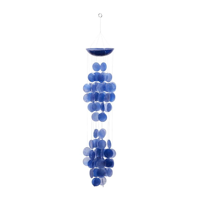 Capiz Shell Waterfall Windchime - White, Purple, Blue - Roche River Decor