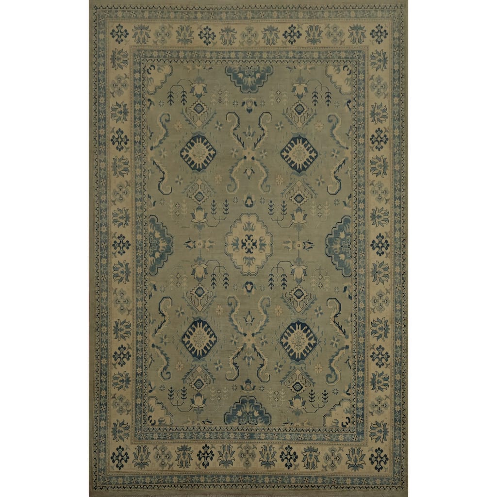Hand Knotted Oriental 100% Wool Carpet Traditional Floral Green Ziegler Area Rug - 11' 5'' X 8' 11''