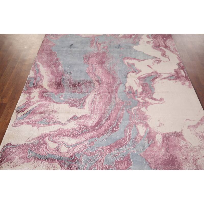 Contemporary Abstract Indian Area Rug Handmade Wool Carpet - 5'1"x 8'0"