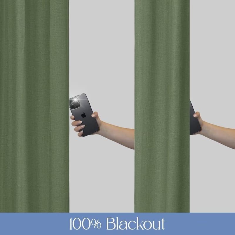 Linen Slub Blackout Grommet Curtain Pair(2 Panels)