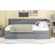 preview thumbnail 4 of 13, Twin Wood Daybed with Trundle, Guardrail, Grey, Vintage Style, No Box Spring Needed