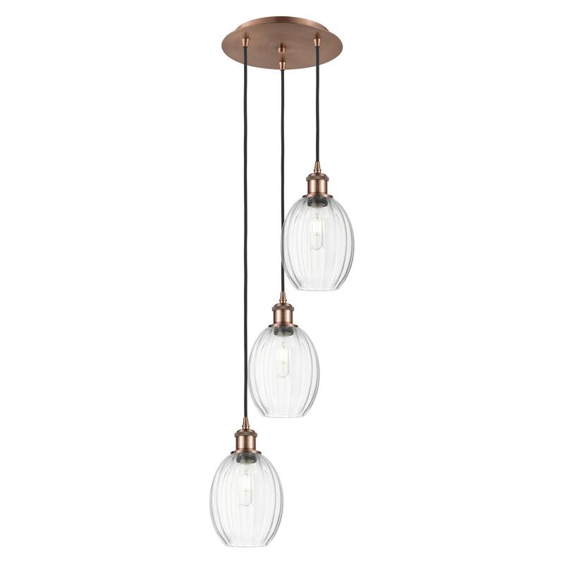 Innovations Lighting Endless Possibilities Ballston - Preston - 3 Light 13" Bulb Shade Cord Hung Multi Pendant - Clear/Antique Copper